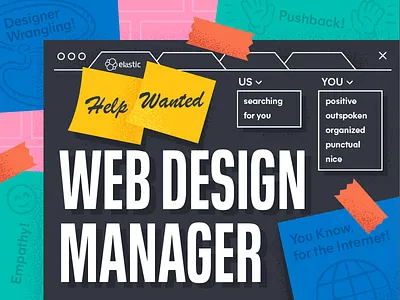 Elastic is Hiring! apply here branding bulletin data analytics dropdown hiring job application job board mananger post it poster project management search company tabs ui ux ui web layout website