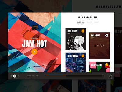 Marmalade FM clean design music radio ui