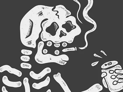 LOCALS ONLY close up beer blackandwhite cig illustration illustrator locals only lowbrow skateboard skeleton