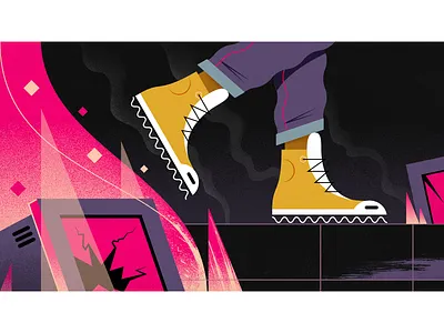 Crash & Burn 2d apocalypse design fire flames illustration technology