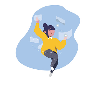 Social media character design flat illustration social media ui vector