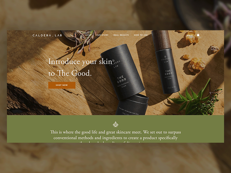 Caldera + Lab - Scroll Animation animation branding ecommerce typography ui ux uxui
