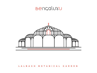 Lalbagh Botanical Garden bangalore bengaluru flat icon illustration illustrator line art logo poster vector