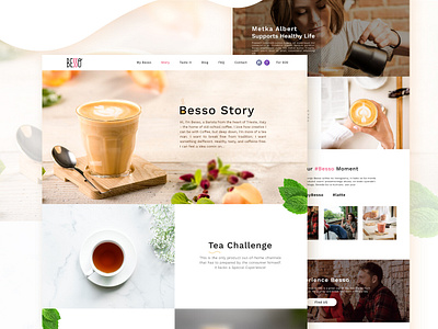 Besso story Complete page design barista besso coffee drink espresso healthy herbal tea ui ux ui inspiration uidesign ux ux ui design web design web ui web ui design web ui kit website concept website design website ui