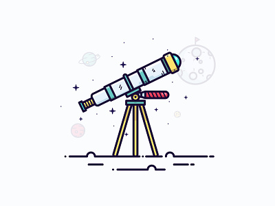 Telescope adobe design flat design graphic design icon illustration illustrator inspiration simple design vector