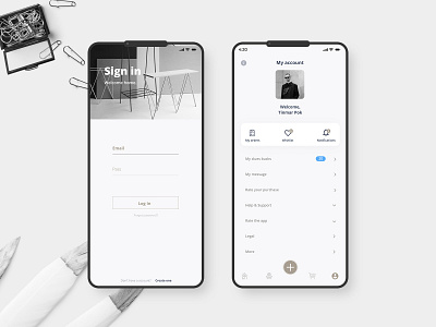 Furniture Login black design furniture app illustration mobile sign in ui ux website wed design white