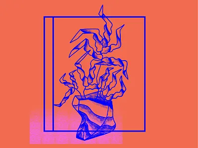 Plant Study 002 abstact art halftone illustration nature plant texture vase