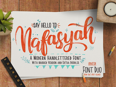 Nafasyah Font Duo brush brush pen calligraphy creativemarket cursive download font font duo freebies handletter handmade handwriting lettering otf script ttf typeface wedding