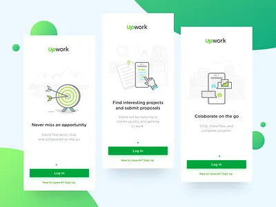 Upwork App Onboarding Presentation app icon illustration iphonex mobile onboarding onboarding screens ui ux