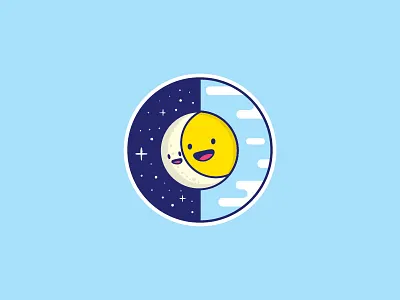 Day and Night coaster cute design illustration space vector