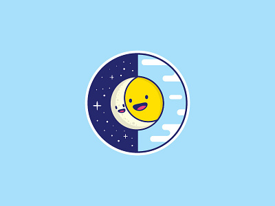 Day and Night coaster cute design illustration space vector