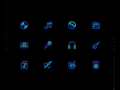 Music Icon color collision design icon illustration linear music