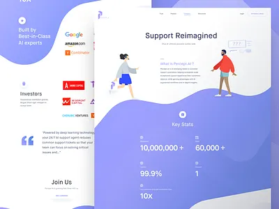 Percept.ai Company Page Preview ai design details information interface investment landing page percept.ai stats ui website