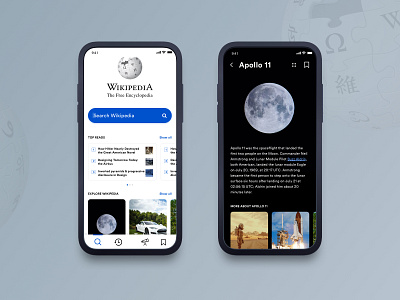 Wiki apollo 11 app apps application explore iphone x redesign search wiki wikipedia