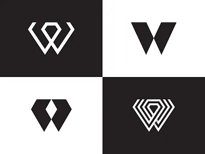 W+Diamond Options branding character design diamond flat icon identity letter letterform line logo mark monogram negative space symbol typography ui vector w
