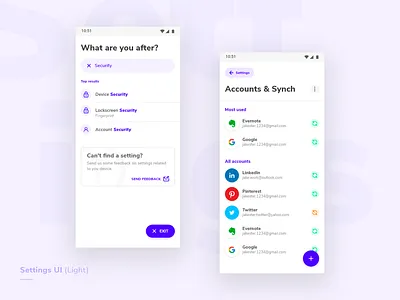 System settings UI (Light) adobe xd android android app design design digital design light theme madewithxd material design material design 2 settings ui ui deisgn visual design weekly challenge weekly ui