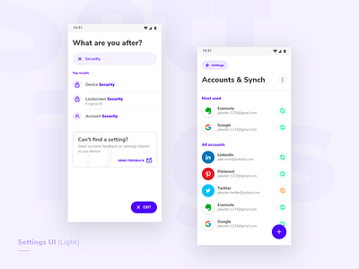 System settings UI (Light) adobe xd android android app design design digital design light theme madewithxd material design material design 2 settings ui ui deisgn visual design weekly challenge weekly ui