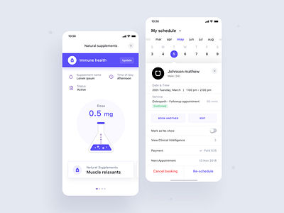 Medical app app calendar dashboard design doctor app illustration ios medical app medicine profile schedule supplements