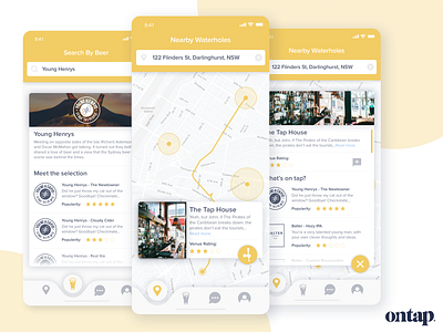 Ontap Mobile App Search Screens app design beer design ios location map minimalist mobile mobile app ontap searc search startup ui ux