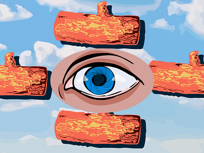 eye and log 2d 2d art eye fun fonts funny illustration log vector