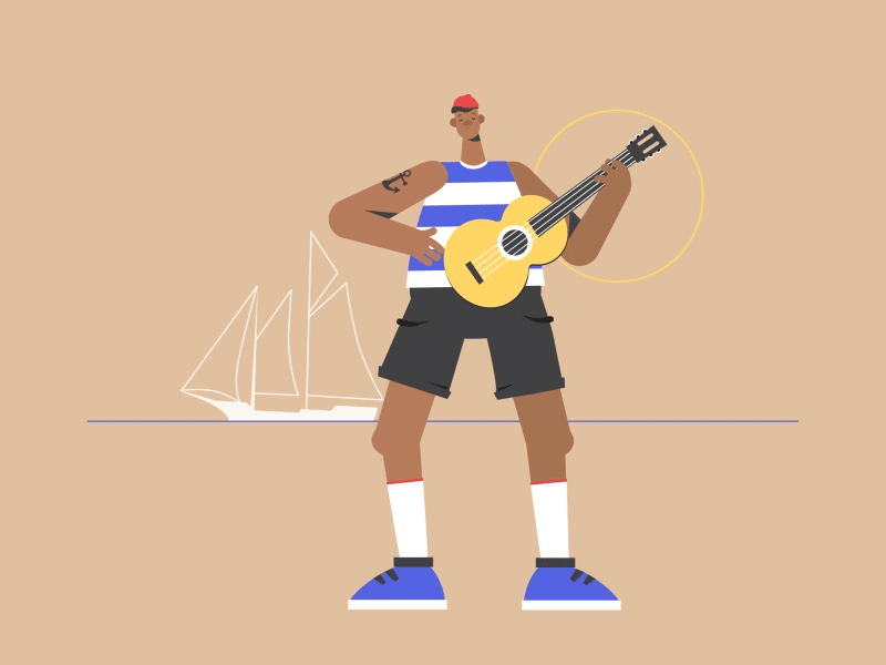 Sailor boy adobe illlustrator after effect charactedesign character animation gif guitar sailor turnaround vector