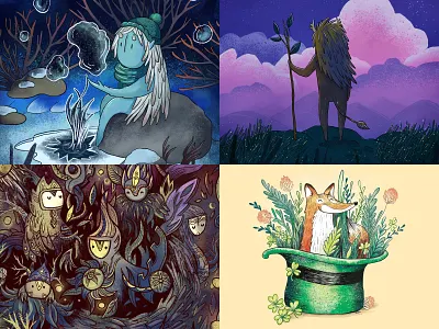 2018 2d animal art character doodle fox illustration nature vector