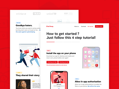 Chat'Away - Get Started Landing Page branding creative cyberbullying design illustration interface landing page menu ui ux web webdesign website
