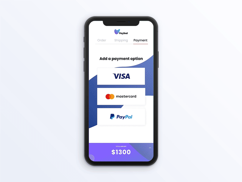 Payfeel – Credit card checkout animation app branding daily challenge dailyui design logo ui