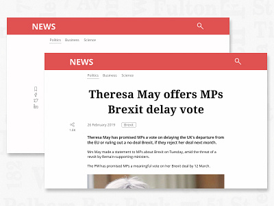 News website social share dailyui010 design figma news news design news feed red and white share share buttons social buttons social share ui ui ux ux