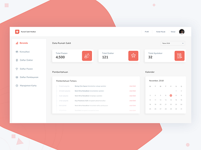 Hospital Dashboard calendar casestudy consultation dashboard doctor health home hospital hospitals medical patient payment portfolio uidesign uipack uiuxcase uxdesign web webdesign website