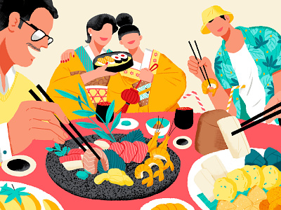 Incredible Food Journey airbnb food journey illustration japan japanese food lifestyle shanghai thailand