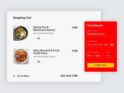 Checkout app branding checkout dailyui design food food app pakshep pakshep girdhar typography ui ux