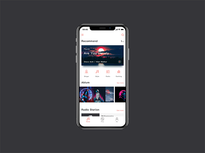 Music Home app ui ux