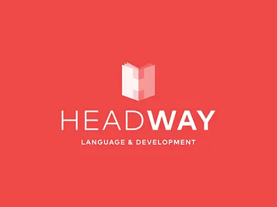 Headway (Language & Development) book brandup corall design development h logo headway launguage logo red up