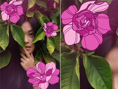 Illugraphy 2/2 adobe art cute design digital drawing flowers girl illustration illustrator leaf nature peonies peony photography photoshop woman