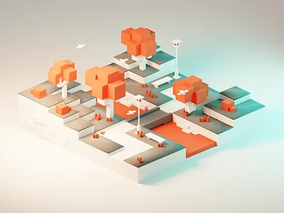 Walk In The Park 2 3d blender design diorama illustration isometric low poly lowpoly lowpolyart park render