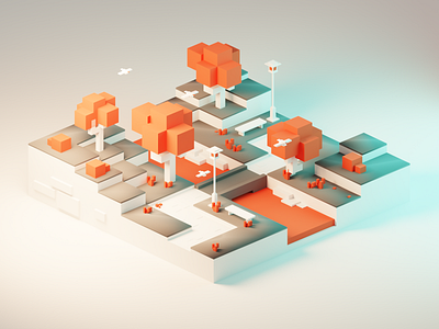 Walk In The Park 2 3d blender design diorama illustration isometric low poly lowpoly lowpolyart park render