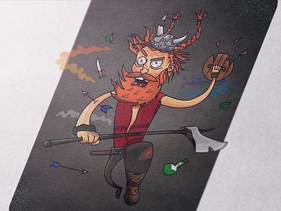 Viking action axe design fight fighter illustration rush shield vector viking warrior
