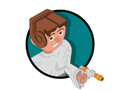 Leïa blanc illustration isomatric starwar superhero vector