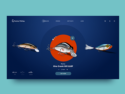 Fishing Ecommerce Website catalog dark background design ecommerce fish fishing graphic design interaction interaction design interface online shopping product card slider ui user experience user interface ux web webpage design website