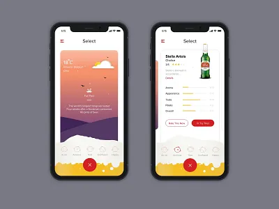 Beer beer design evening illustration mobile app mood mood wise beer ui weather