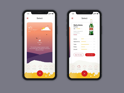 Beer beer design evening illustration mobile app mood mood wise beer ui weather