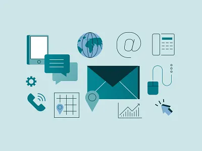 Simple Icons animation design envelope flat globe grain illustration iphone line art minimal shapes speech bubbles technology vector