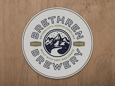 Brethren Brewery beer branding brewery coaster design drink illustration logo mountain north carolina