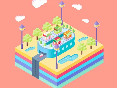 Midsummer Fruit Party 2.5d fruit kiwifruit lampe orange pitaya strawberry swimming pool 橘子 水果 火龙果 猕猴桃 草莓