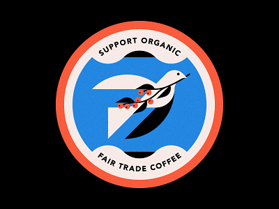 Fare Trade Coffee Coaster badge beans branch coaster coffee design dove fare illustration organic peace trade