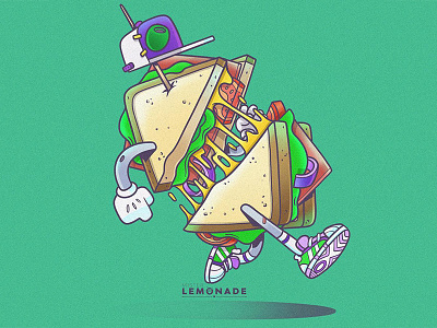 Lunch time! character cheese cheesy comida eat emparedado food illustration sandwich yommi