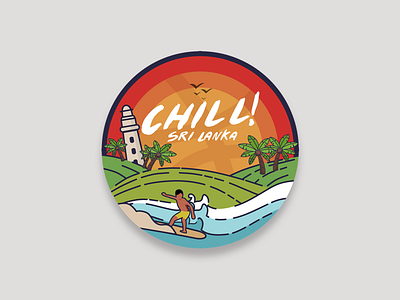 Chill Sri Lanka asith asithwijenayake beach ceylon colombo colombo dribbble meetup design contest dribbble cmb illustration sketch sri lanka stickermule surfing