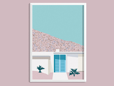 Palm Springs Blue Door Frame architecture digital art graphic design illustration mid century palm springs poster print print design usa wall art