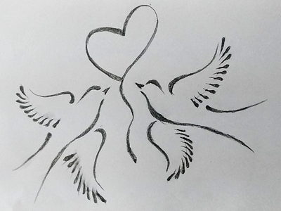 Two Birds Art art art board birds cartoon design drawing hand art hand crafted hand drawing heart kids kids art love love birds pencil art pencil drawing sketch sketch drawing two two birds